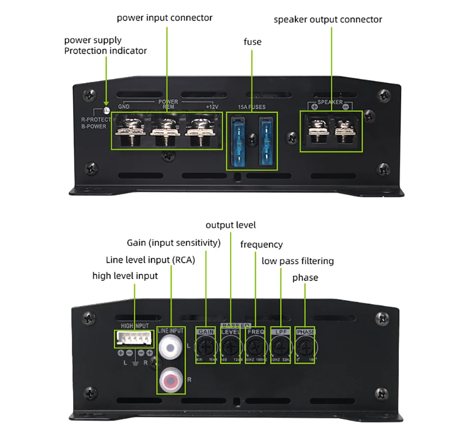 Single Channel Car Amp Class D Sub Bass Enhancer