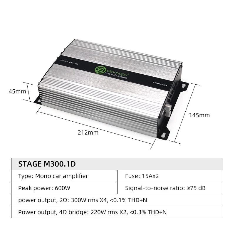 Single Channel Car Amp Class D Sub Bass Enhancer