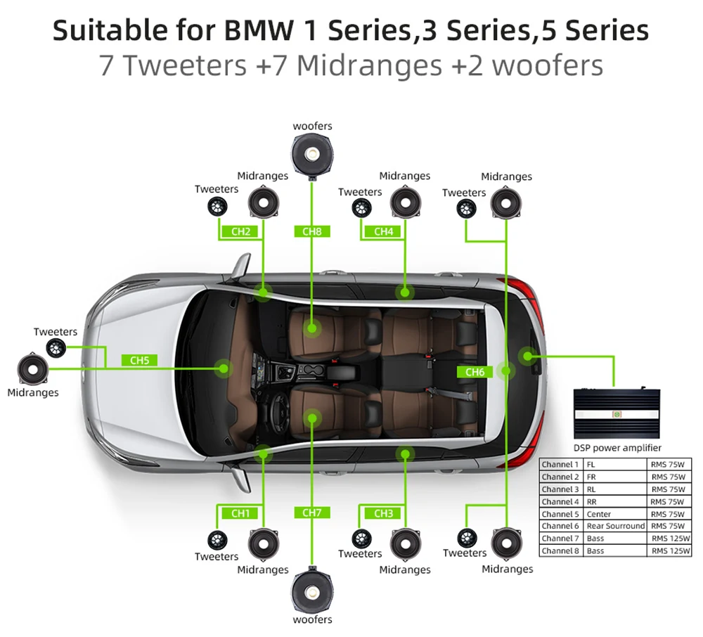 8-Channel Car Audio Amplifier with 10-Channel DSP