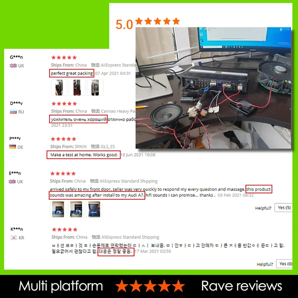 8-Channel Car Audio Amplifier with 10-Channel DSP
