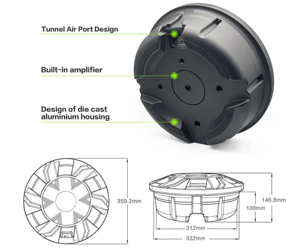 10 Inch Powered Spare Tire Subwoofer